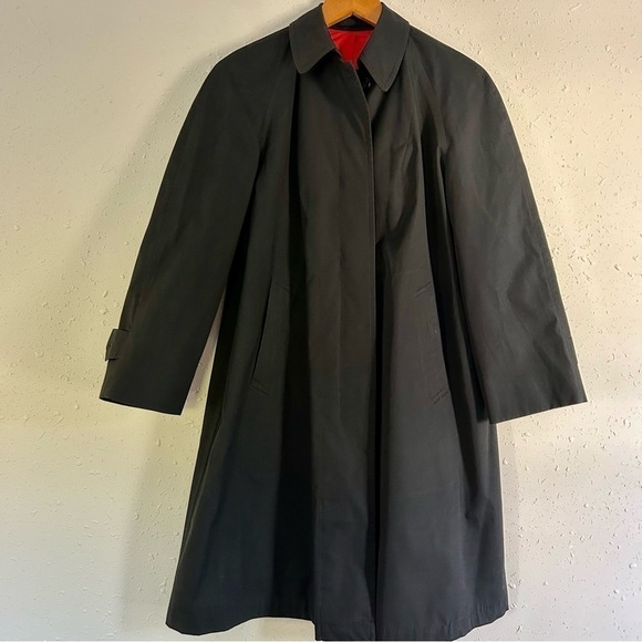 Vintage London Fog Maincoats by Reeves Black Trench Coat 10 Petite - Picture 1 of 8